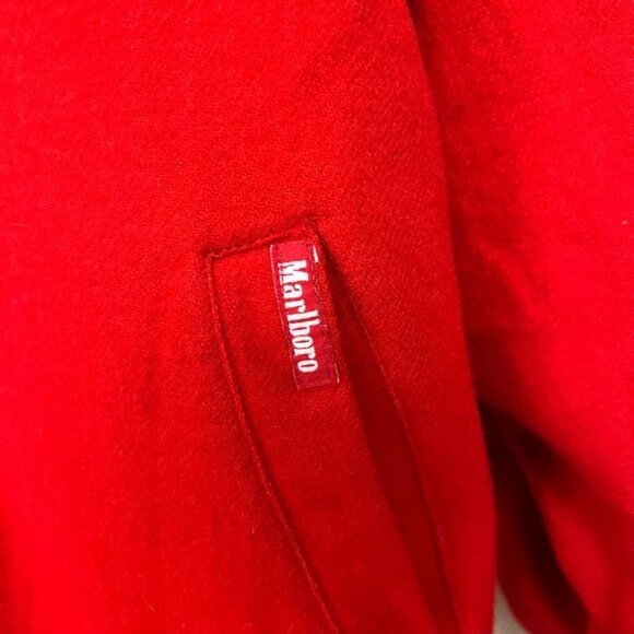 Vintage 90s Marlboro Classics Mens Jacket Coat Red Black Reversible Wool Sz L - Picture 4 of 11